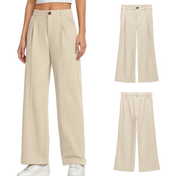 Teen School Pants For Girls Skinny Pants Stretch Pants With Pockets Flare Leg Pants White Pants For Girls Uniform Back To School Outfits For Girls Teen Preppy Clothes 11-12 Years