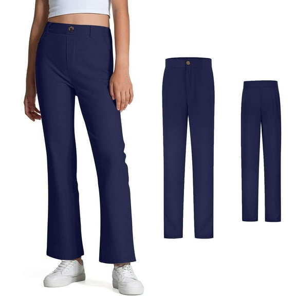 Teen School Uniform For Girls Skinny Fit Stretch Pants With Pockets Flare Leg Pants Blue Pants For Girls Uniform Back To School Clothes For Teen Girls Teen Clothes For Teen Girls 15-16 Years