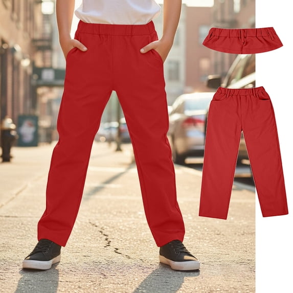 School Uniform Pants For Boys Pants Stretch Pants With Pockets Straight Pants Boys Red Uniform Pants Back To School Outfits For Boys Preppy Clothes For Boys 10-11 Years