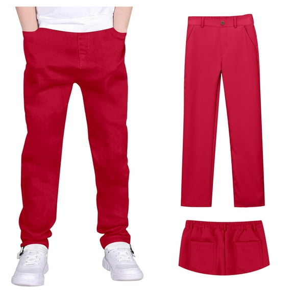 Teen School Uniforms For Boys Pull On Chino Pants With Pockets Straight Pants Gray Uniform Pants Back To School Outfits For Boys Teen Boys Pants 14-15 Years