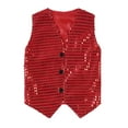 thumbnail image 1 of Teen Sequin Vest Kids Sleeveless V Neckline RedVest Shiny Vest Kids Hip Hop Jazz Dance Party Party Stage Performance Jacket Vest 17 Years, 1 of 3