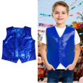 thumbnail image 1 of Shiny Sequins Vests Sleeveless Button Jacket Waistcoat for Latin Jazz Ballet Stage Performance 13-14 Years, 1 of 9