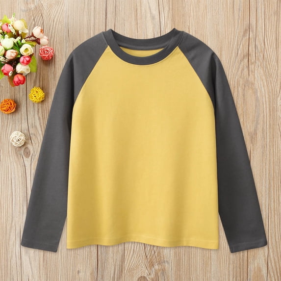 Teen Shirt For Boys Solid color Long Sleeve Bronze Shirt Kids Fall Tops Crewneck Basic Tees Comfort Colors Boys Size 11-13 Years Clothes Cute Boy Girl Clothing