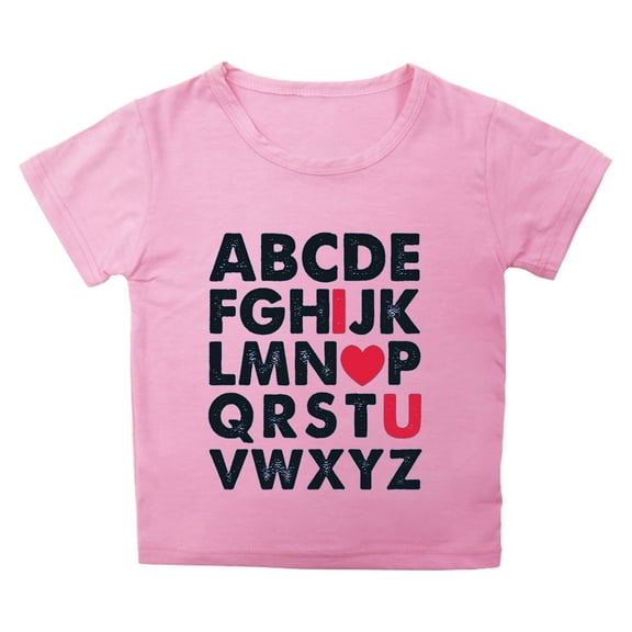 Teen Shirts For Girls Letter Toddler Girl Short Sleeve Shirt Crewneck Teen Girl Summer Clothes Girls 10-11 Years Clothes Cute Girl Clothing