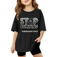 thumbnail image 1 of Teen Shirts for Girls Black Printed Girls Short Sleeve Tops Round Neck Toddler Summer Clothes Girls 140 Clothes for Girls, 1 of 8