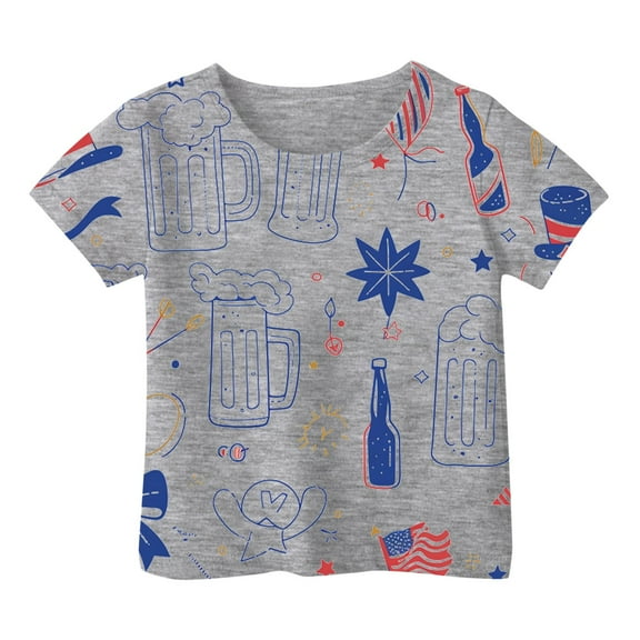 Teen Shirts for Girls Grey Printed Short Sleeve Shirt for Girls Oversized Toddler Summer Outfits Girls Clothing 10-11 Years