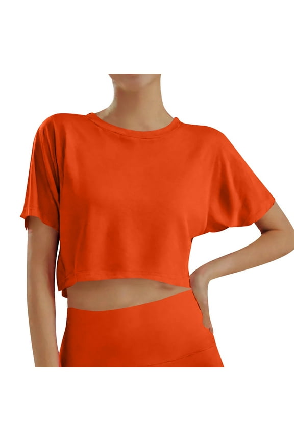 Teen Shirts for Girls Orange Printed Short Sleeve Shirts for Girls Loose Soft Toddler Girl Clothes Summer Kids Clothes Girls 12-13 years