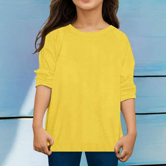Teen Shirts for Girls Yellow Short Sleeve Shirts for Girls Trendy Toddler Girl Summer Clothes Outfits for Girls 10-11 Years