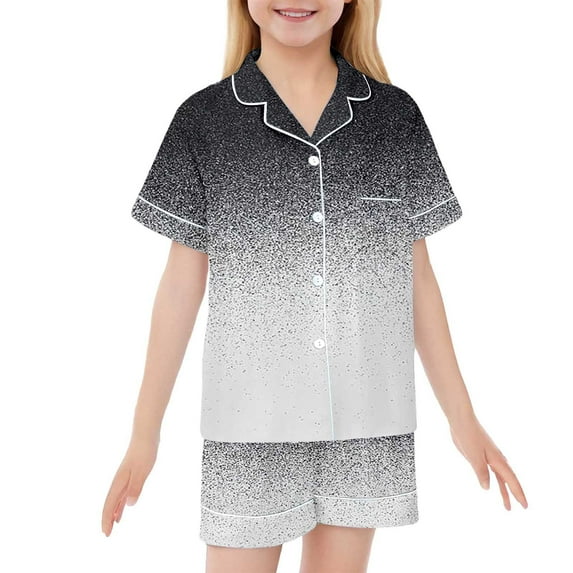 Teen Silk Pajamas Girls Gradient Short Sleeve Button-Down Top Shorts Summer Outfits for Girls Pajamas Size 12-13 Years