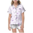 thumbnail image 1 of Teen Silk Pjs Kids Matching Valentines Day Pajamas Short Sleeve Heart Button Down Shirt Boys Pajamas Size 12-13 Years, 1 of 4