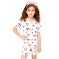 thumbnail image 1 of Teen Silk Pjs for Girls Valentine Pajamas Short Sleeve Heart Button Down Sleep Shirt Kids Pajamas Girls 12-13 Years, 1 of 4