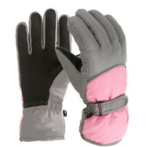 Boys Girls Winter Gloves Solid Color Cute Printed Winter Warm Waterproof Windproof Snow Ski Gloves for Children Snow Gloves 11-16 Years