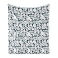 thumbnail image 1 of Teen Soft Flannel Fleece Throw Blanket, Skull and Skateboard Doodle Cool Graffiti Design Monochrome Illustration, Cozy Plush for Indoor and Outdoor Use, 60" x 80", Charcoal Grey White, by Ambesonne, 1 of 5