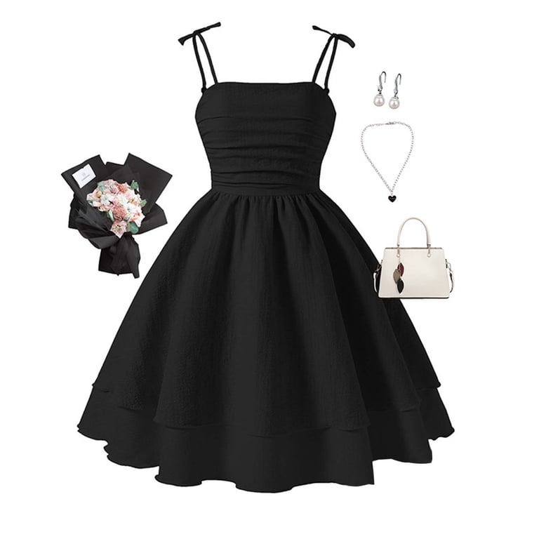 Teen Summer Dresses Girls Black Dress for Girls with Bow Knot Sweet  Sleeveless Girls Party Dress Cute Dresses for Girls 10 Years - Walmart.com