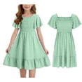 thumbnail image 1 of Summer Dresses for Girls Short Sleeve Girls Casual Dresses Smocked Embroidered Girls Beach Dress Girl Dresses 13-14 Years, 1 of 8