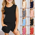 thumbnail image 1 of Teen Summer Outfits Size 13 Girls Two Piece Sets Short Sleeve Tshirts and Drawstring Shorts With Pockets Summer Outfits Size 6-14, 1 of 1
