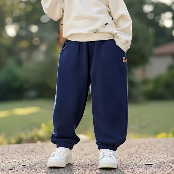 Teen Sweatpants Joggers for Boys with Pockets Adjustable Drawstring Trousers Navy Pants for Boys Joggers Size 13-15 Years