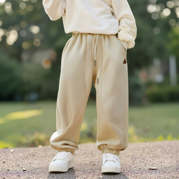 Teen Sweatpants Kids Athletic Pants with Pockets Drawstring Loose Fit White Sweatpants Boys Size 13-15 Years Sweatpants
