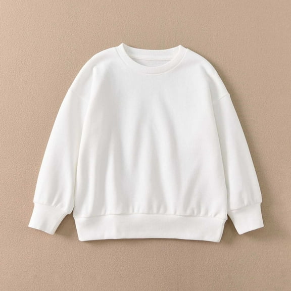 Teen Sweatshirts Girls Long Sleeve White Sweatshirts Crewneck Loose Fit Pullover Tops Fall Clothes Size 11-12 Years Girls Clothes