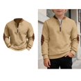 thumbnail image 1 of Teen Sweatshirts Long Sleeve Color Block Boys Half Zip Sweatshirt Loose Fit Pullover Top 16-17 Years Clothes for Boys, 1 of 2