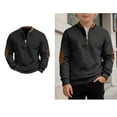 thumbnail image 1 of Teen Sweatshirts Long Sleeve Color Block Sweatshirt with Zipper Loose Fit Pullover Top 12-13 Years Clothes Boys, 1 of 4