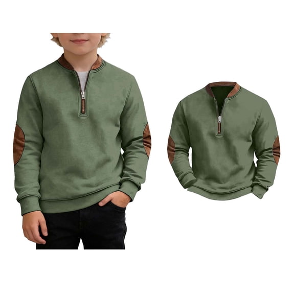 Teen Sweatshirts Long Sleeve Color Block Sweatshirt with Zipper Pullover Top Boys Sweatshirt Size 16-17 Years