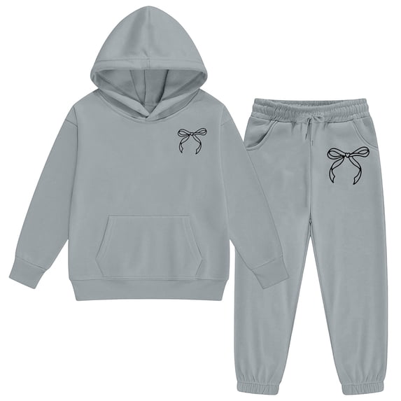 Sweatsuit 2 Piece Long Sleeve Bow Sweatshirt Pullover and Jogger Pants Fall Clothes Girls Clothes Size 12-13 Years