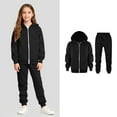 thumbnail image 1 of Teen Sweatsuit Zip up Black Track Suit Hoodie Sweatshirt Sweatpants Set Cute Clothing for Girls 11-12 Years, 1 of 9