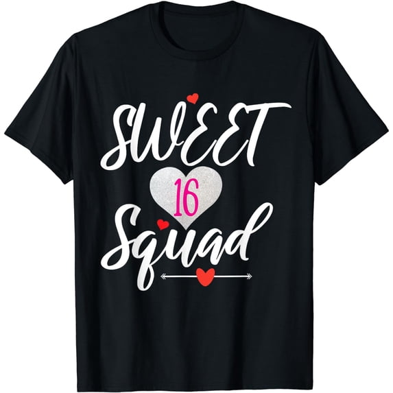 Teen Sweet 16 Sixteen Girl Birthday Youth Women Heart Party T-Shirt