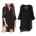 thumbnail image 1 of Teen Swim Cover Up Girl V Neck Chiffon Shirt Quick Dry Swim Dress Girls Coverups for Bathing Suits 12-13 Years, 1 of 6