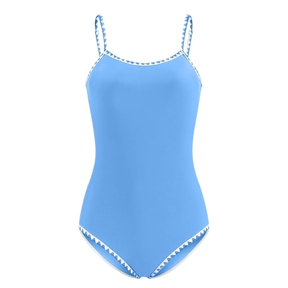 Teen Swim Dress Blue Girls 1 Piece Swimsuit Sleeveless Rash Guard Sport Cute Summer Swimwear 13-14 Years