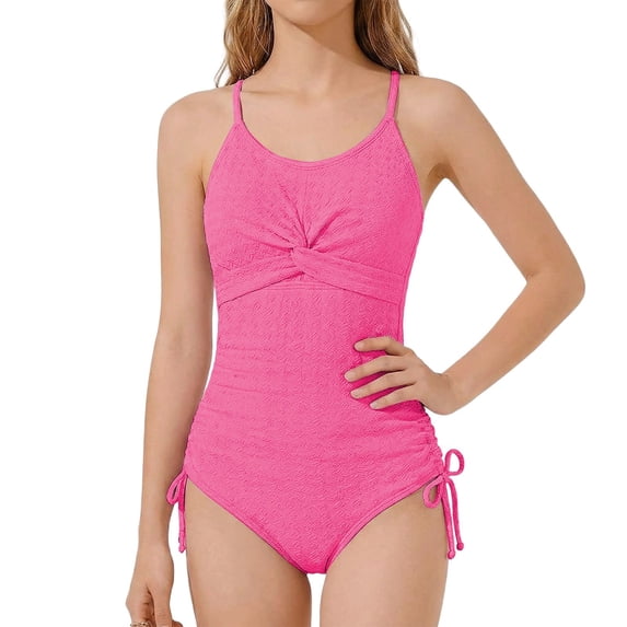 Swim Dress Pink Girls 1 Piece Swimsuits Sleeveless Rash Guard Vacation Summer Essentials 13-14 Years