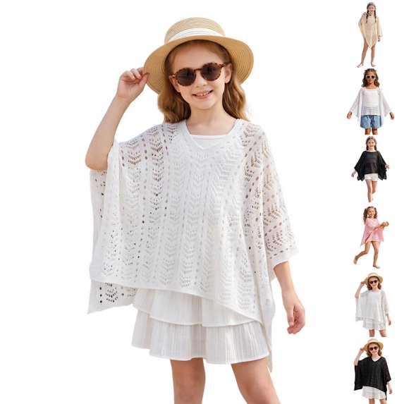 Teen Swimsuit Cover Up Girls Casual Knitted Crochet Cover Up Swim Coverup Dress Swimsuit for 11-12 Years Old Girl