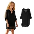 thumbnail image 1 of Teen Swimsuit Cover Up Girls Crew Neck Black Girls Chiffon Cover Up Chiffon Dress Girls Cover Ups 12-13 Years, 1 of 5