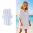thumbnail image 1 of Teen Swimsuit Cover Up Girls Crew Neck White Girls Chiffon Cover Up Girls Chiffon Dress Swimsuit for 10-11 Years Old Girl, 1 of 9