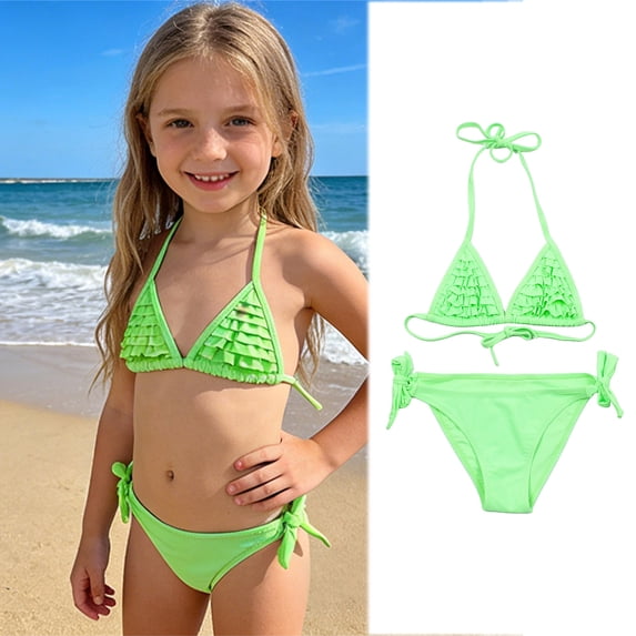 Swimsuit For Girls Girls Swimsuit With Shorts Two Piece Set Girls Bikinis Girls Rompers Size 13-14 Years