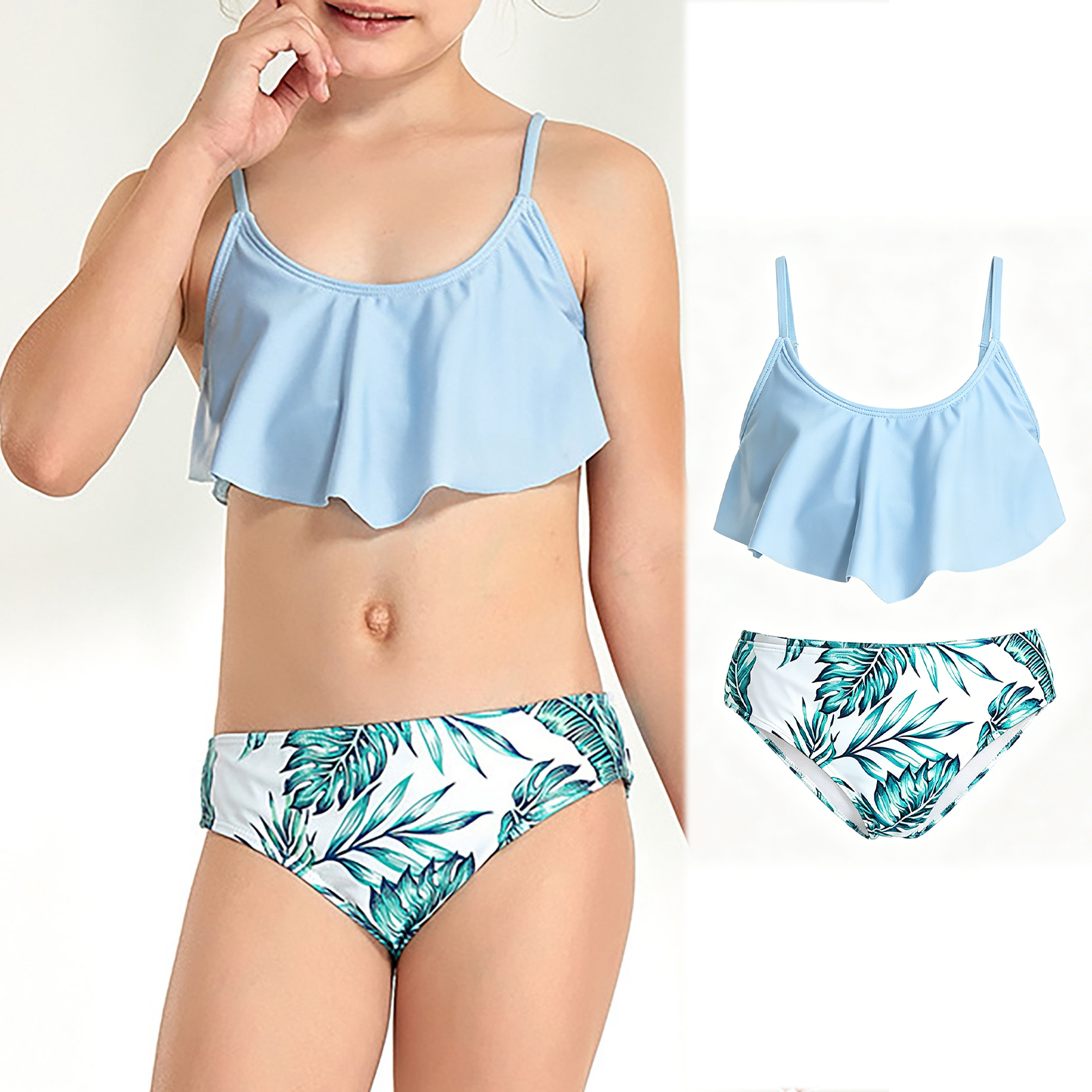 Swimsuit For Girls Swimsuit With Shorts Two Piece Bathing Suits Girls Bathing Suit Size 11-12 Years