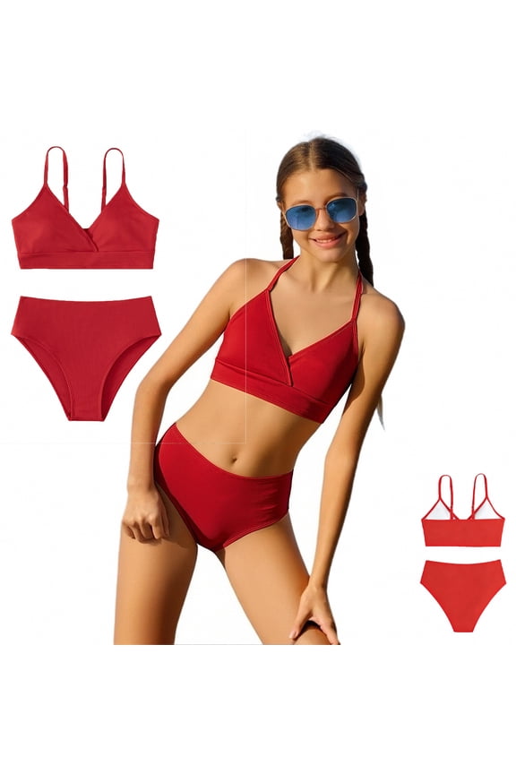 Teen Swimsuit Girl Girls Swimsuit With Shorts 2 Piece Set Bikinis Girls Size 14-16 Years Bathing Suit