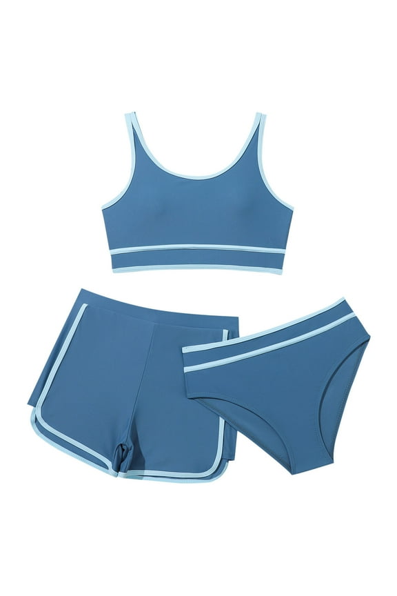 Teen Swimsuit Girls 3 Piece Bathing Suit Bikini Set with Shorts Cute Swimwear Teen Girl Bikini for Teenage Girls Summer&nbsp;Clothes