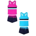 thumbnail image 1 of Teen Swimsuits Bikini Girls Swimsuit 4 Piece Bathing Suit Halterneck Teen Girls Tankini Sets Swim Shorts with Sunglasses for 8-15Y, 1 of 5