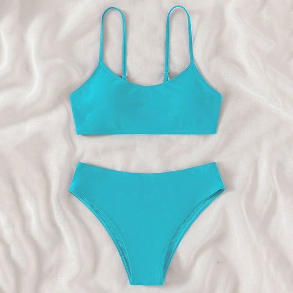 Teen Swimsuits Plain Color Girls Swimsuit with Shorts Girls' Two-Piece Swimwear Girls Bikinis for Teen Girls 13-14 Years