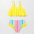 thumbnail image 1 of Teen Swimsuits Striped Ruffle 2 Piece Tankini Bikini Swimsuit Set Baby Girl Bathing Suit Yellow 4-5 Years, 1 of 6