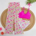 thumbnail image 1 of Teen Swimsuits Stylish Floral Print High Waist 2 Piece Bikini with Long Pants Girls Bathing Suit Hot Pink 8-9 Years, 1 of 6