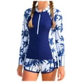 thumbnail image 1 of Teen Swimsuits for Girls 11-14 Girls Rash Guard Swimsuit Two Piece Long Sleeve Padded Bathing Suits for Teens Girls' Swimwear 11-16Y, 1 of 9