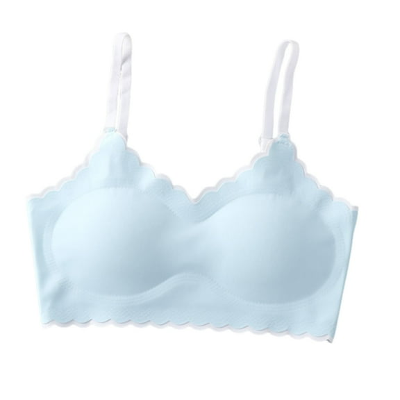 Teen T-Shirt Bralettes Comfy Padded Cotton Wireless Bras Everyday Underwear Seamless Sports Bras, 13 Years Blue