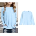thumbnail image 1 of Teen T Shirts for Boys Blue Long Sleeve T-Shirts with Pockets Girls Crewneck Tees Fall Tops Girls Plain T Shirts 13-14 Years, 1 of 5