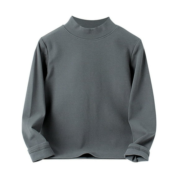 Thermal Shirts for Boys Grey Long Sleeve Shirt Turtleneck Shirt Basic Tees Fall Clothes Size 13-14 Years Girls Shirts