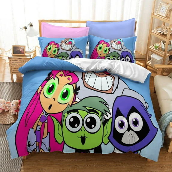 Teen Titans Bedding Comforter Cover Set for Girls and boys, Soft, Breathable, Fade Resistant 3 Piece- includes 1 Teen Titans Comforter Cover and 2 Pillowcase