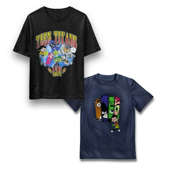 Teen Titans Boys 2-Pack Short Sleeve Crewneck Graphic T-Shirt Bundle, 2-Piece Set of Tees for Kids and Toddlers (Size 4-18)