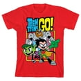 thumbnail image 1 of Teen Titans Cyborg Beast Boy Robin Youth Boys Red T-Shirt-XL, 1 of 7